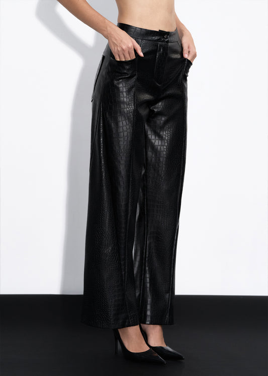 LEATHER CROCO TROUSERS