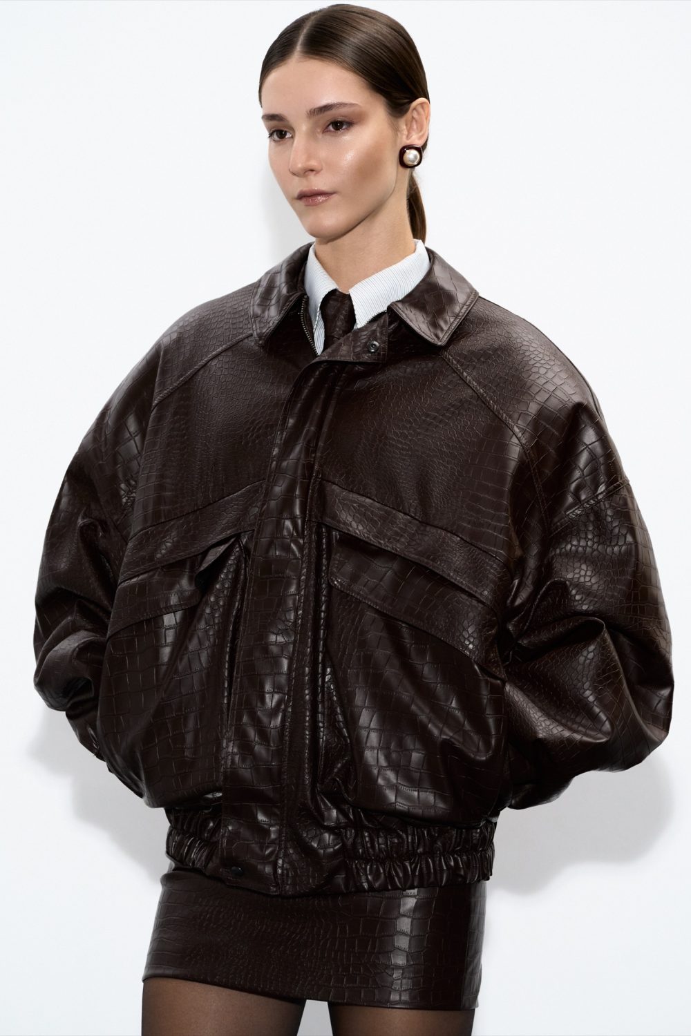 CROCO BOMBER IN BROWN