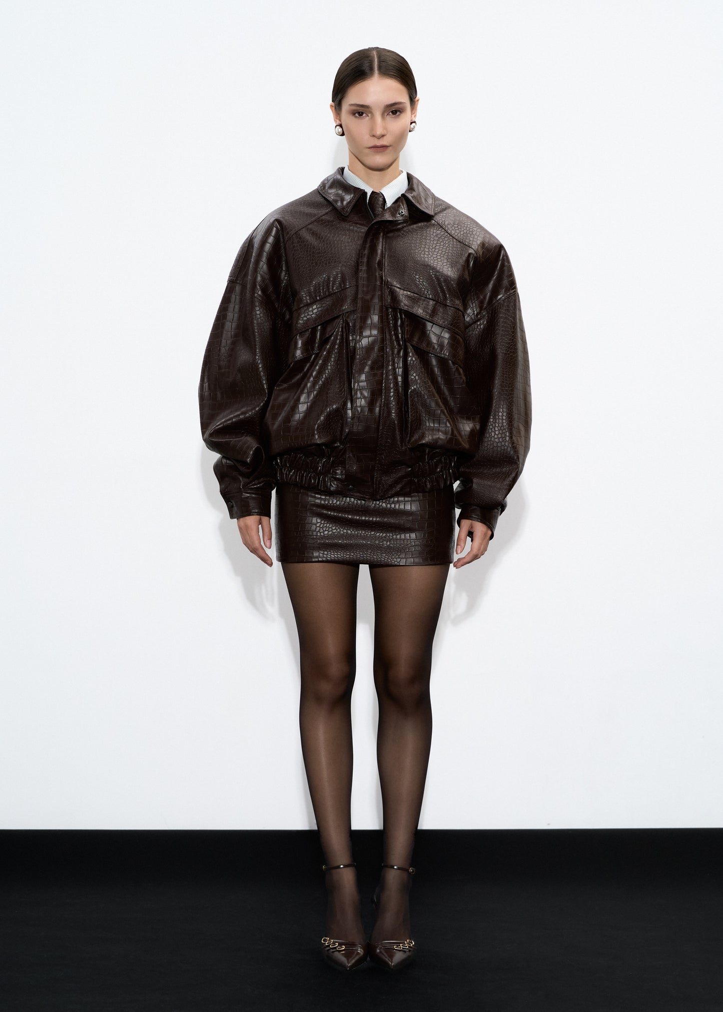 CROCO BOMBER IN BROWN