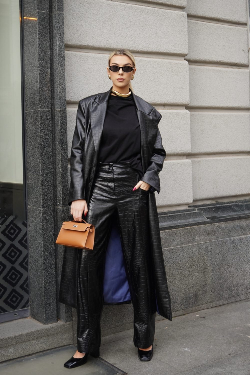 Leather Croco Trousers