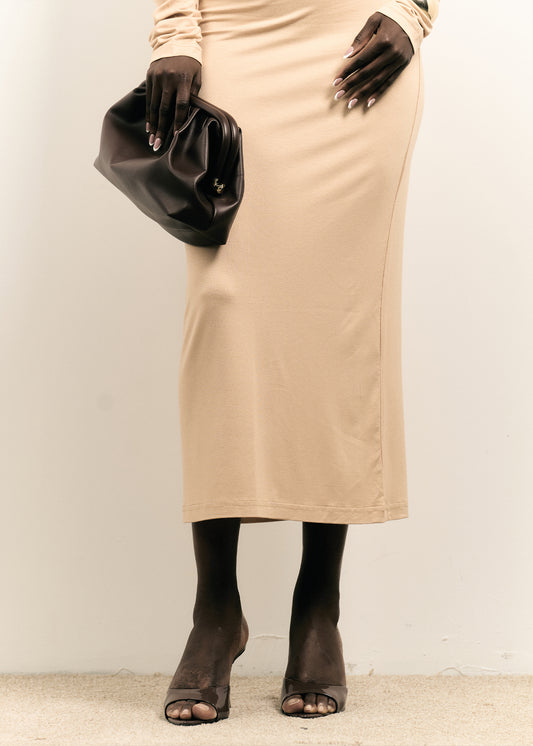 BEIGE MIDI SKIRT