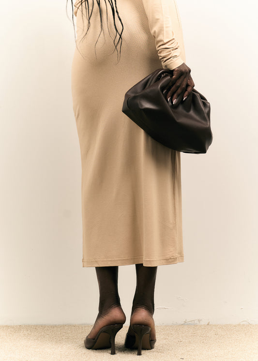 BEIGE MIDI SKIRT