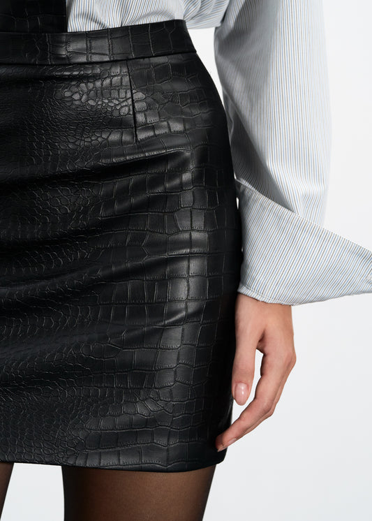 CROCO BLACK MINI SKIRT