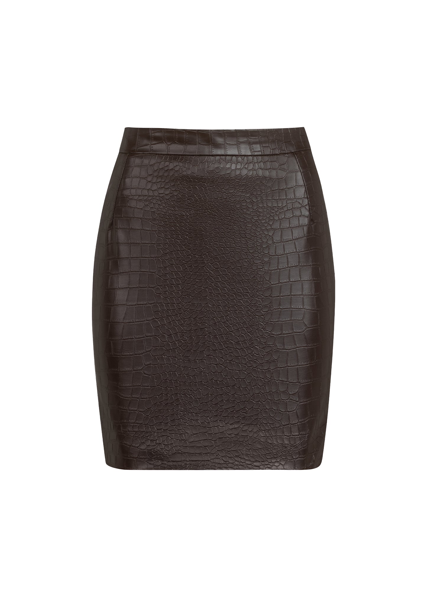 CROCO BROWN MINI SKIRT