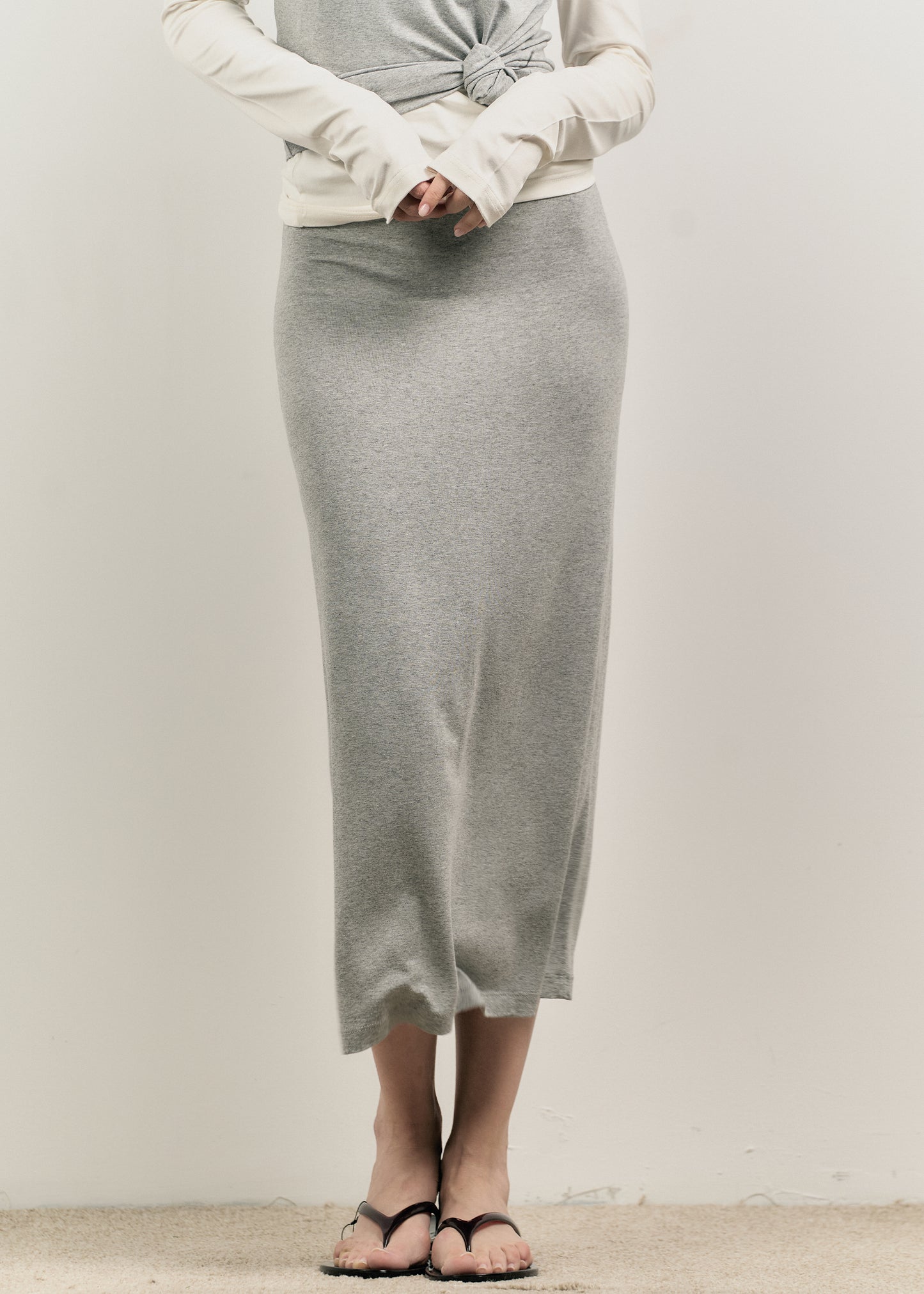 GREY MIDI SKIRT