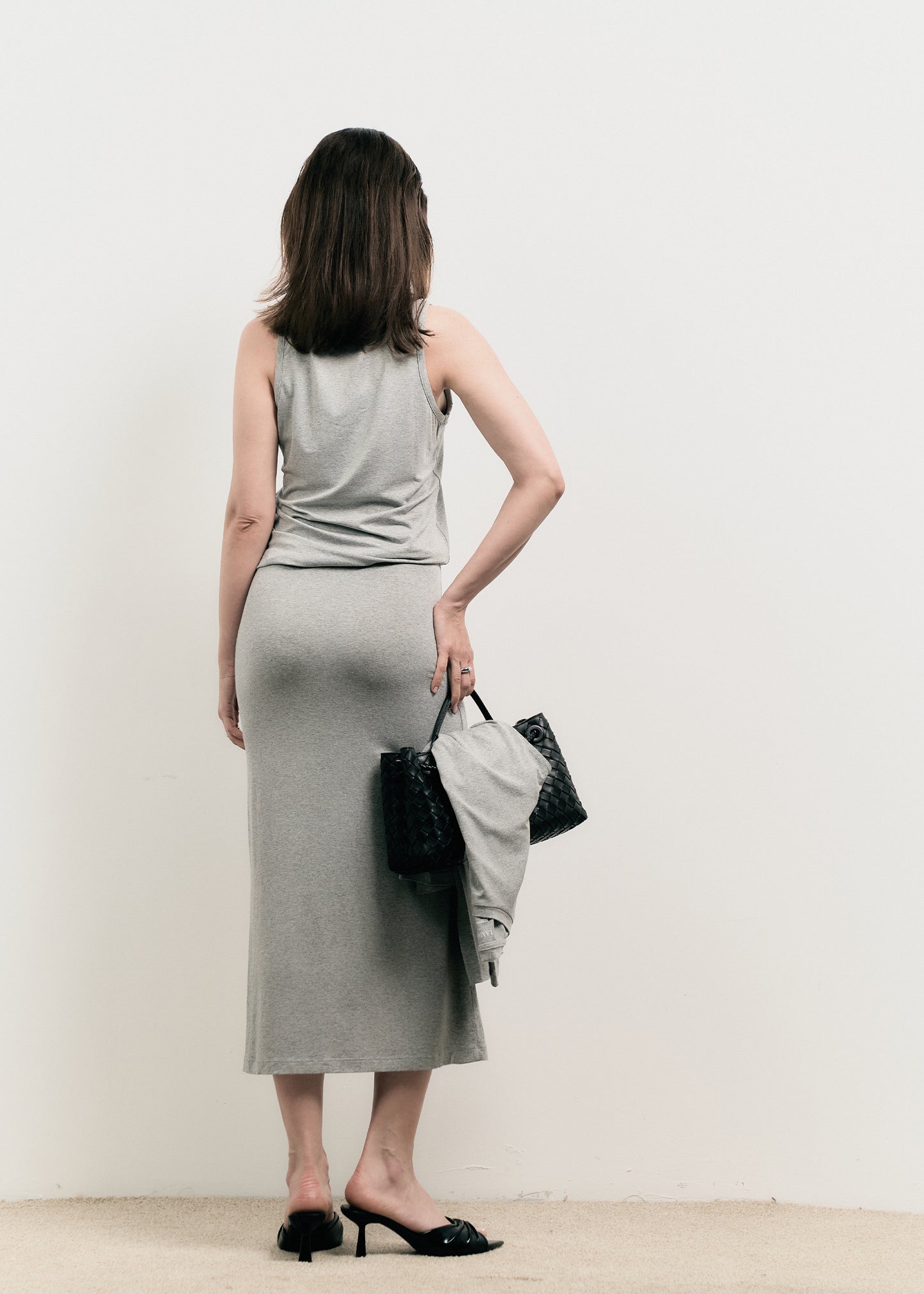 GREY MIDI SKIRT