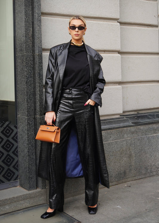 LEATHER CROCO TROUSERS