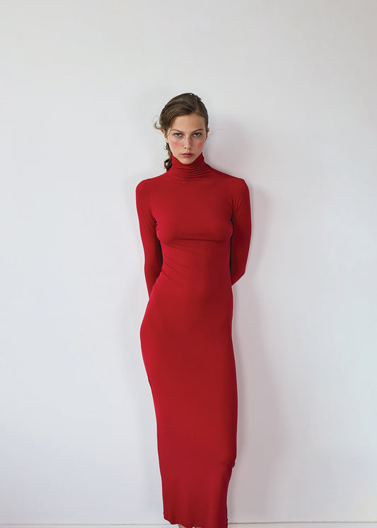 MAXI SLIM DRESS RED